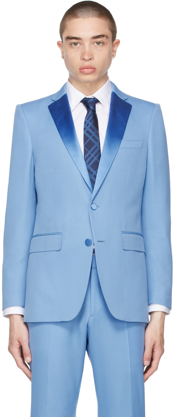 Burberry: Blue Grain De Poudre Tuxedo Blazer | SSENSE