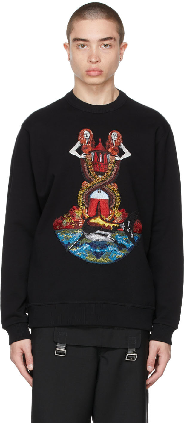Burberry Black Embroidered Mermaid Sweater