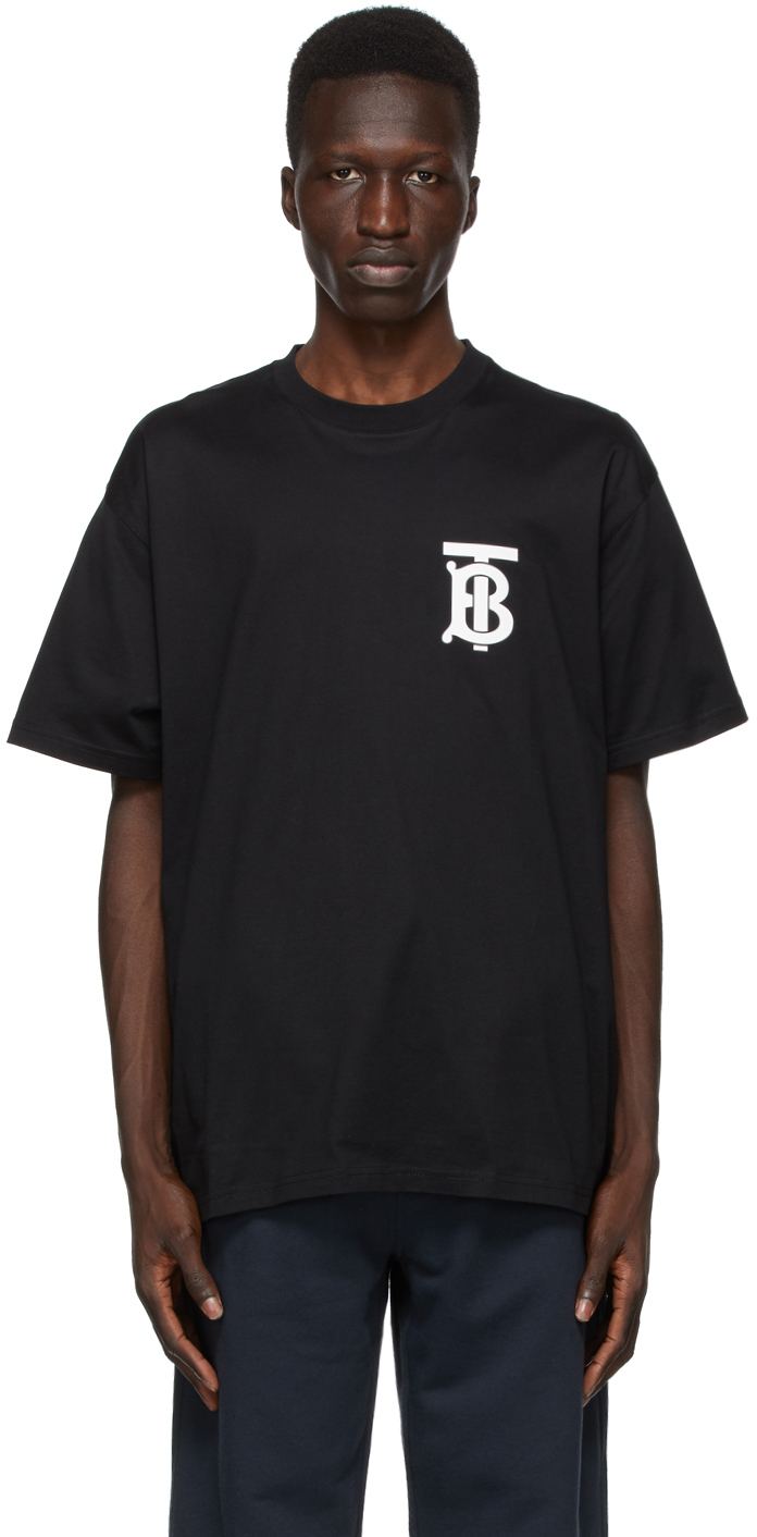 Burberry: Black TB Monogram Emerson T-Shirt | SSENSE