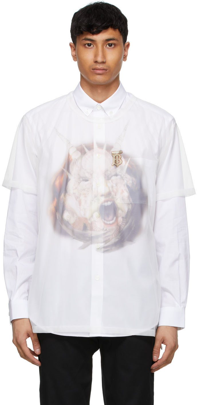 Burberry White Sheer Sea Maiden T-Shirt