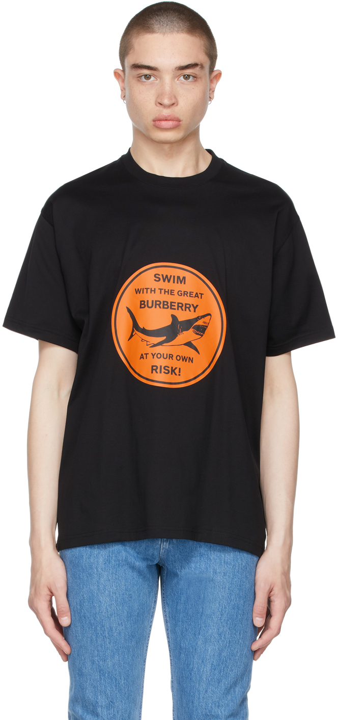 Burberry Black Oversized Shark Graphic T-Shirt