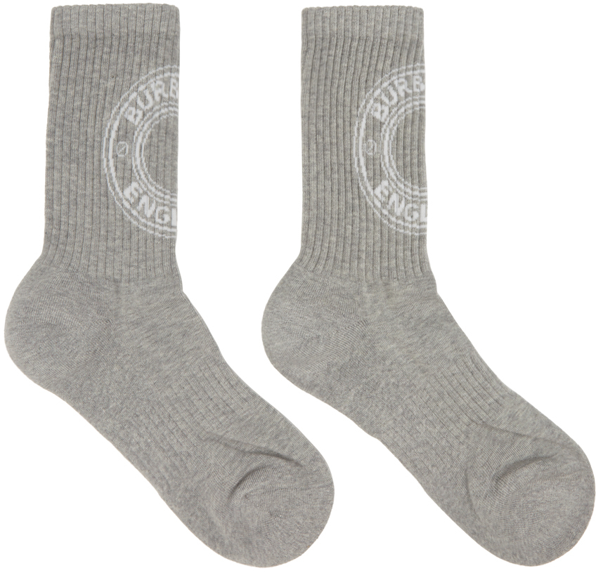 Burberry Grey Intarsia Logo Socks