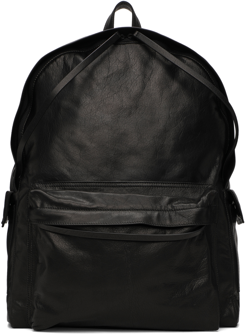 Ann Demeulemeester: Black Leather Backpack | SSENSE