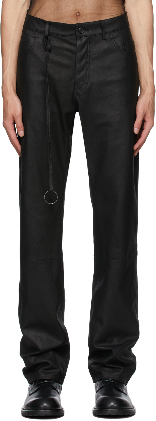 Ann Demeulemeester: Black Leather Angelina Trousers | SSENSE