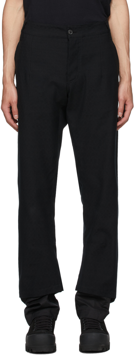 Ann Demeulemeester: Black Cotton Double Hem Trousers | SSENSE