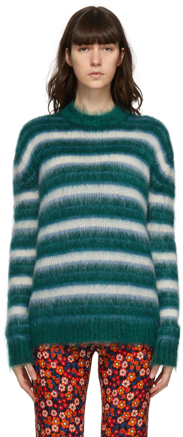 green and white striped sweater