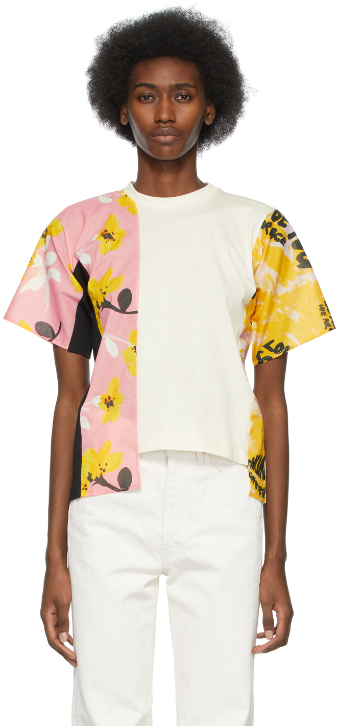 Marni: White Colorblocked Asymmetric T-Shirt | SSENSE