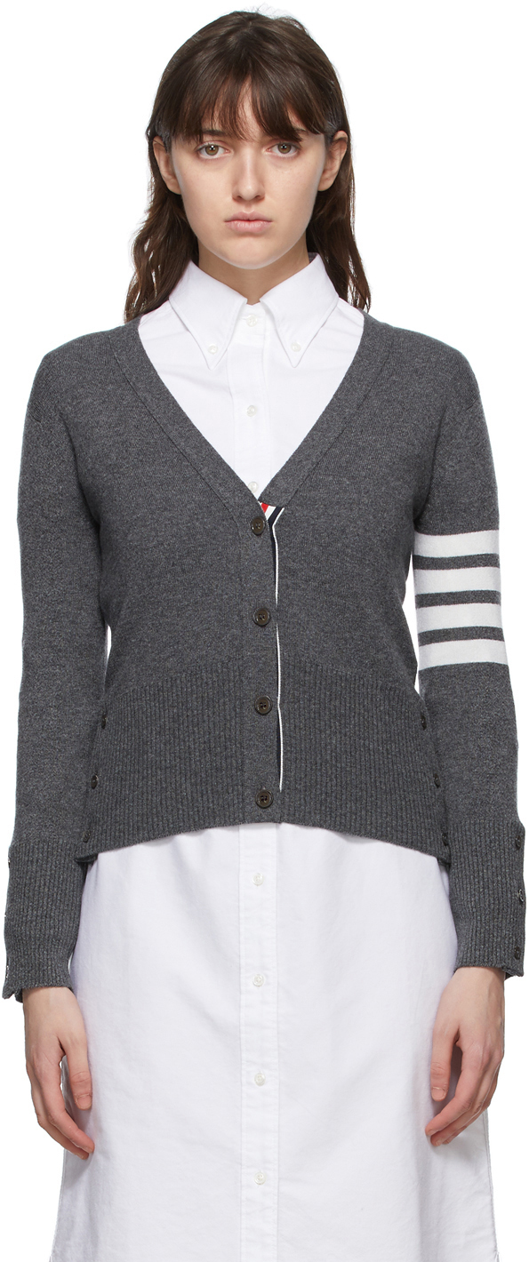 thom browne grey cardigan