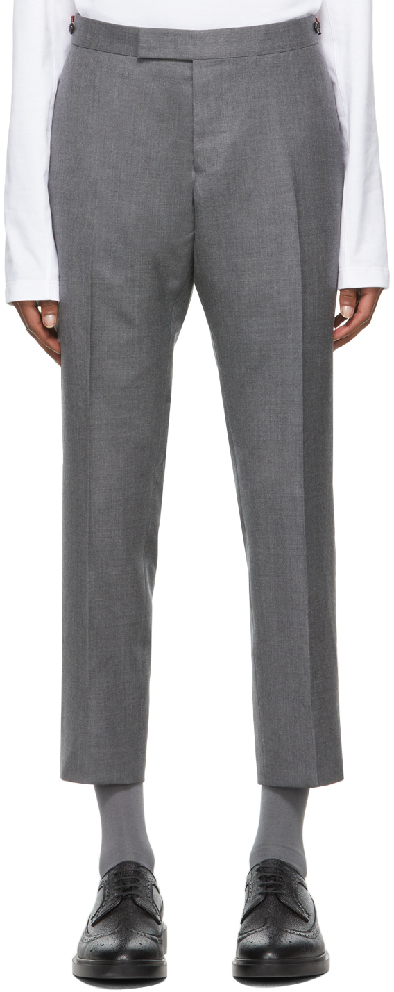 Navy Straight Leg Trousers by Thom Browne on Sale