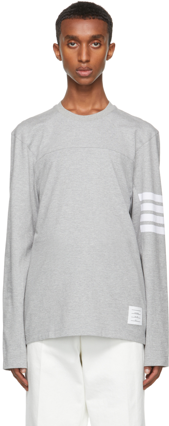 Thom Browne Grey Engineered 4-Bar Long Sleeve T-Shirt