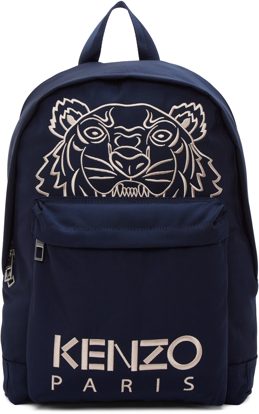 Kenzo Navy Embroidered Tiger Backpack SSENSE