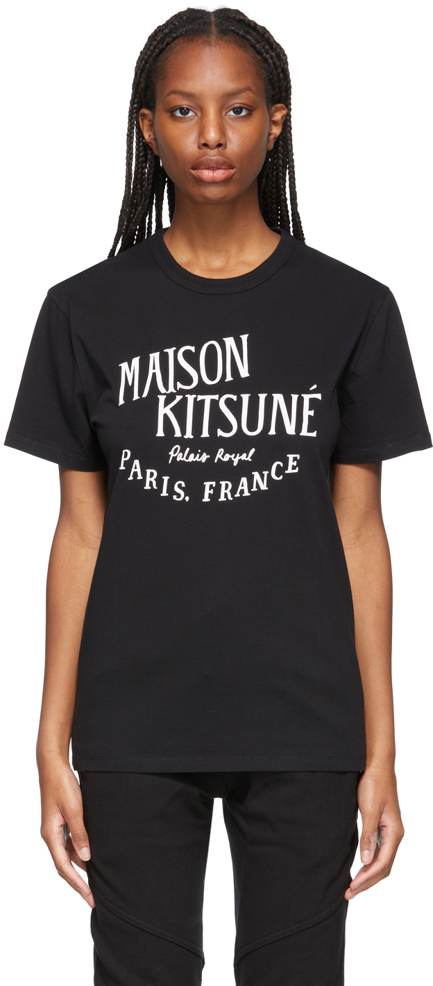 Maison Kitsuné: Black 'Palais Royal' Classic T-Shirt | SSENSE