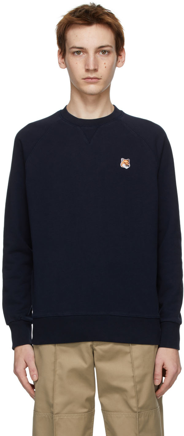 Maison Kitsuné Navy Fox Head Adjusted Sweatshirt
