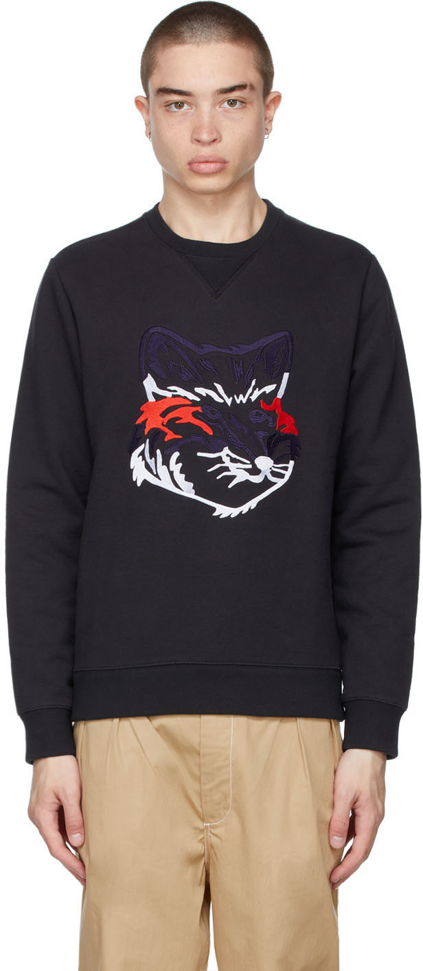 Maison Kitsuné Grey Big Fox Embroidery Sweatshirt | Smart Closet