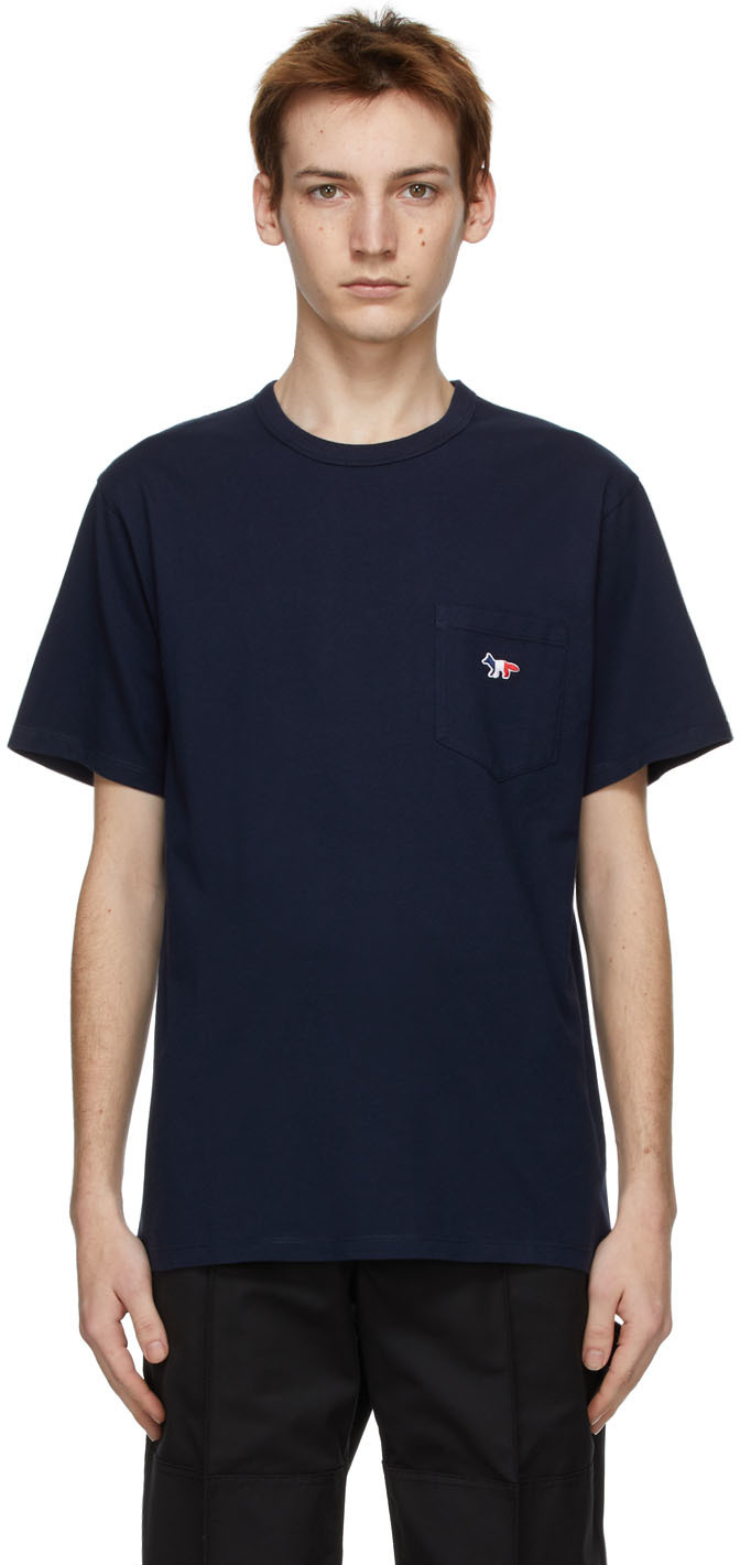 Navy Tricolor Fox Patch Pocket T-Shirt