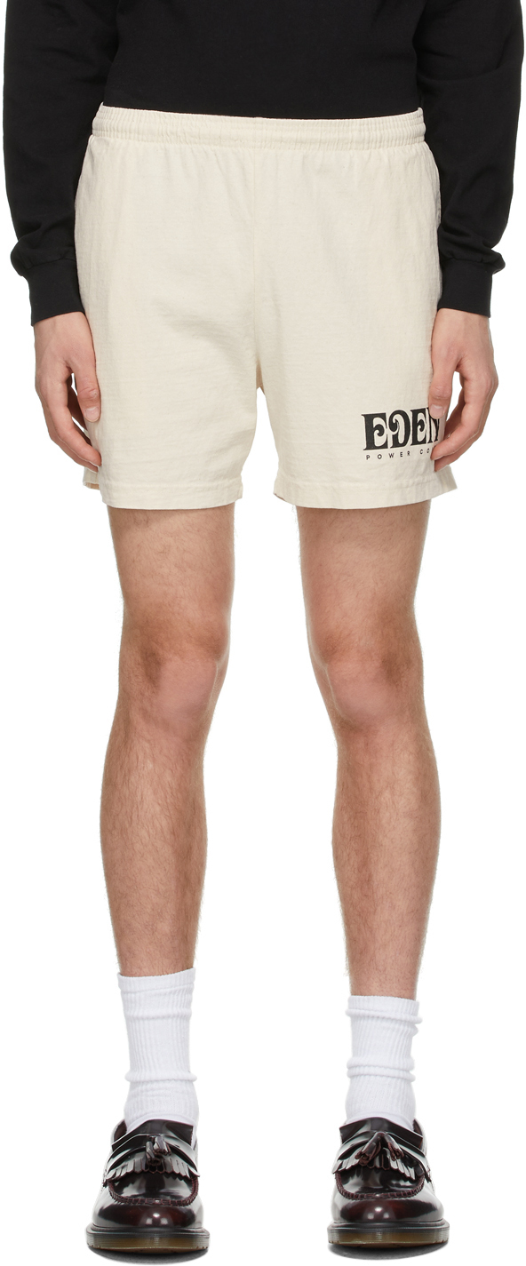 EDEN power corp Beige Recycled Cotton Logo Lounge Shorts