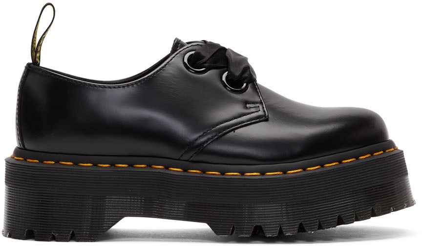 Dr martens farylle ribbon lace clearance chunky leather boots in black