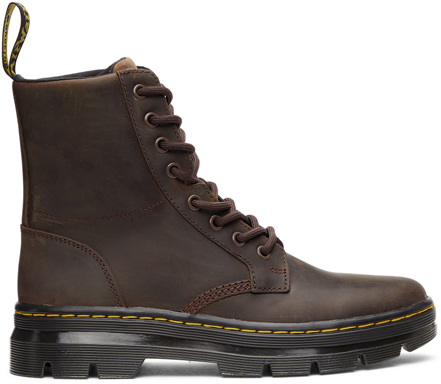 Dr. Martens: Brown Combs Leather Boots | SSENSE Canada