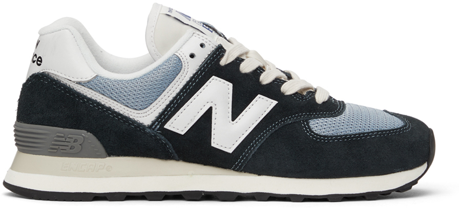 New Balance: Navy & Grey 574 Sneakers | SSENSE