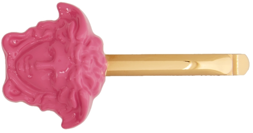 Versace Gold & Pink 'La Medusa' Hair Clip