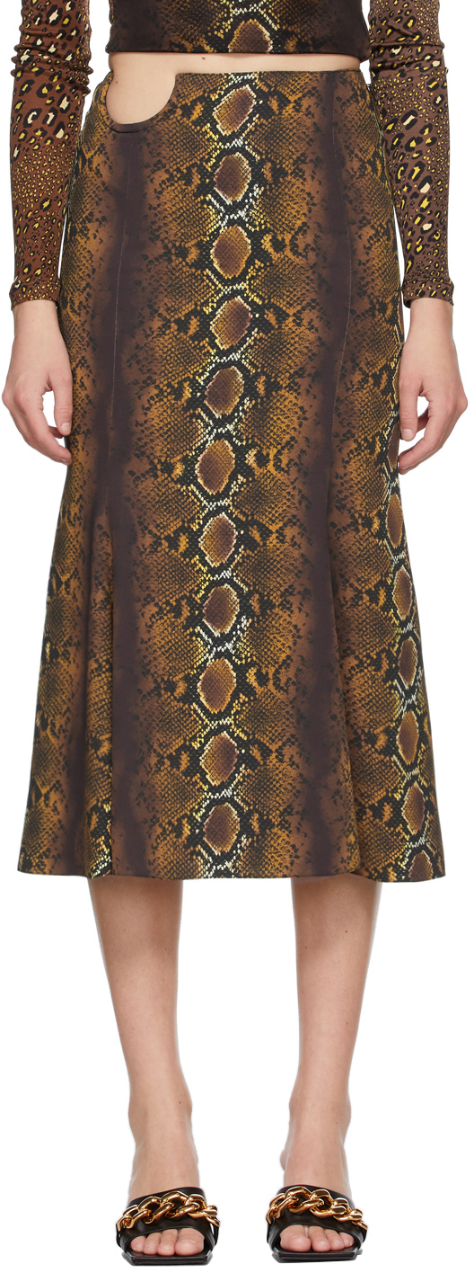 Versace Brown Python Print Skirt