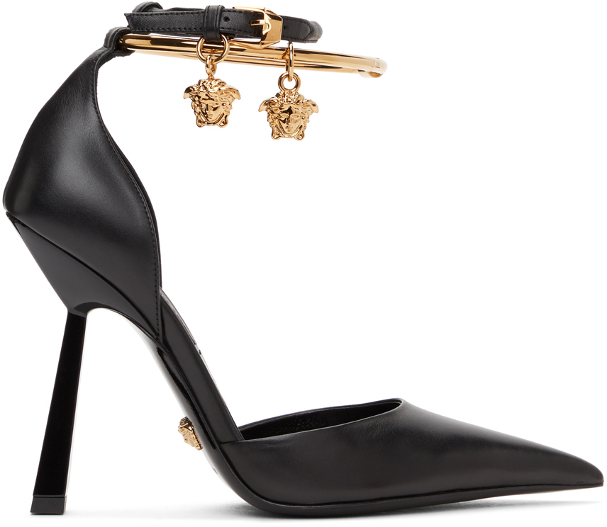 Versace: Black Ring Medusa Charm Heels | SSENSE Canada