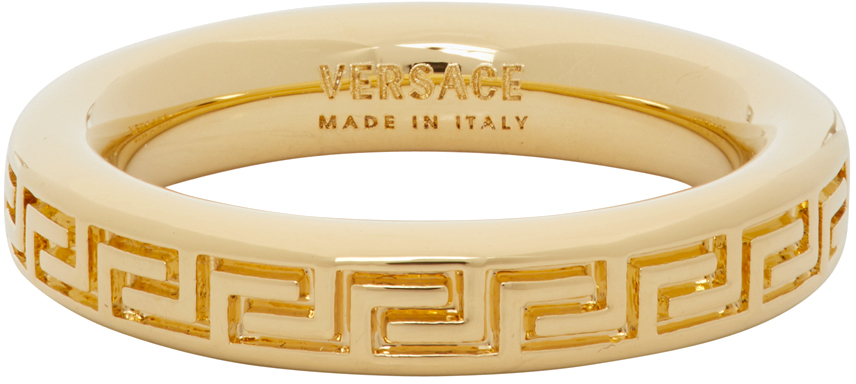 gold greek key ring versace
