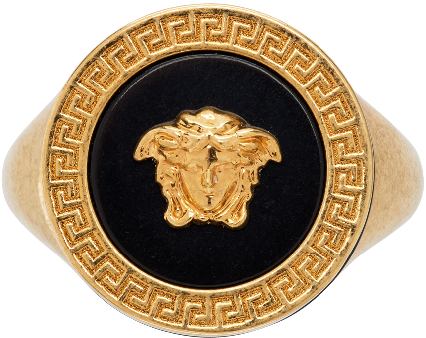 Versace Gold & Black Resin Medusa Ring