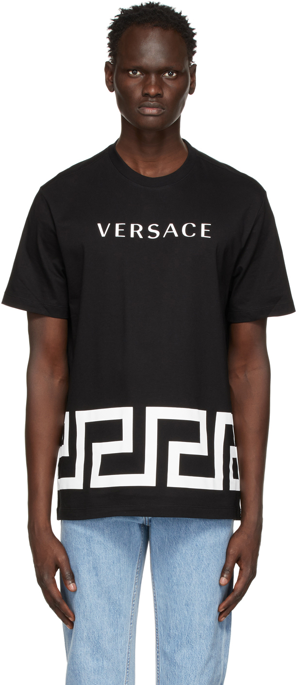 Versace ブラック Greca ロゴ T シャツ Ssense 日本
