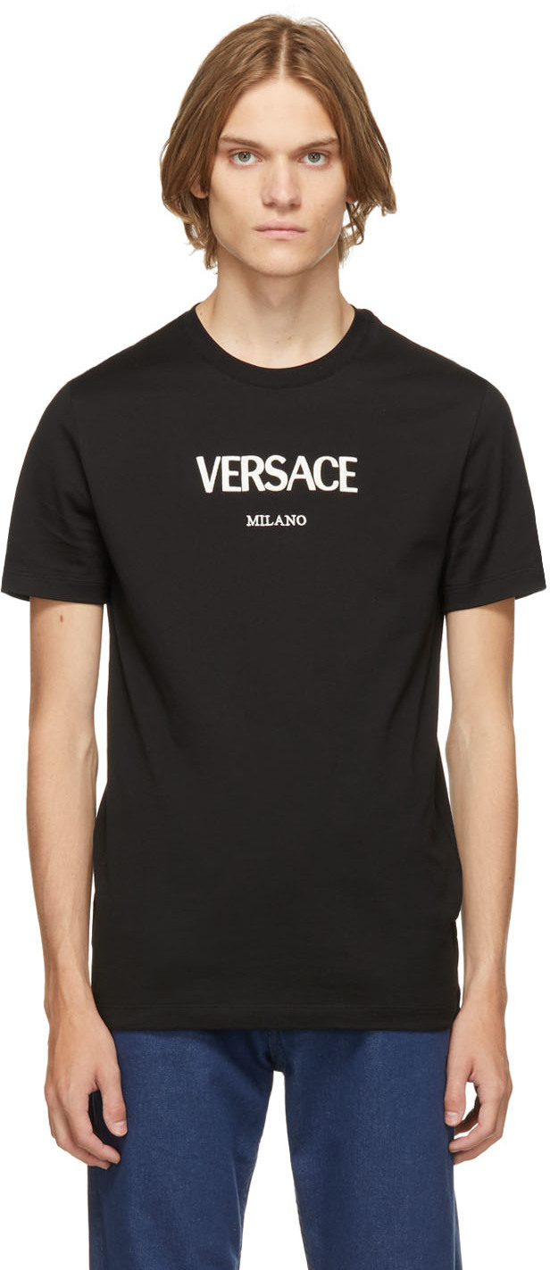 Versace: Black Logo T-Shirt | SSENSE Canada
