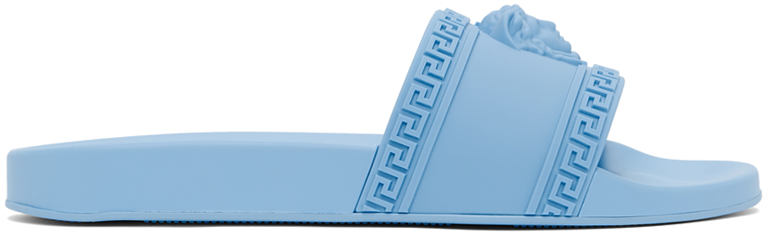 blue versace slides