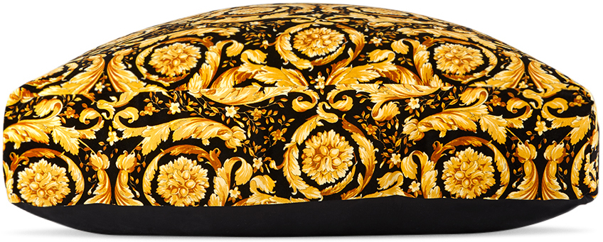 Versace Black Medium Barocco Dog Cushion In Z7011 Black