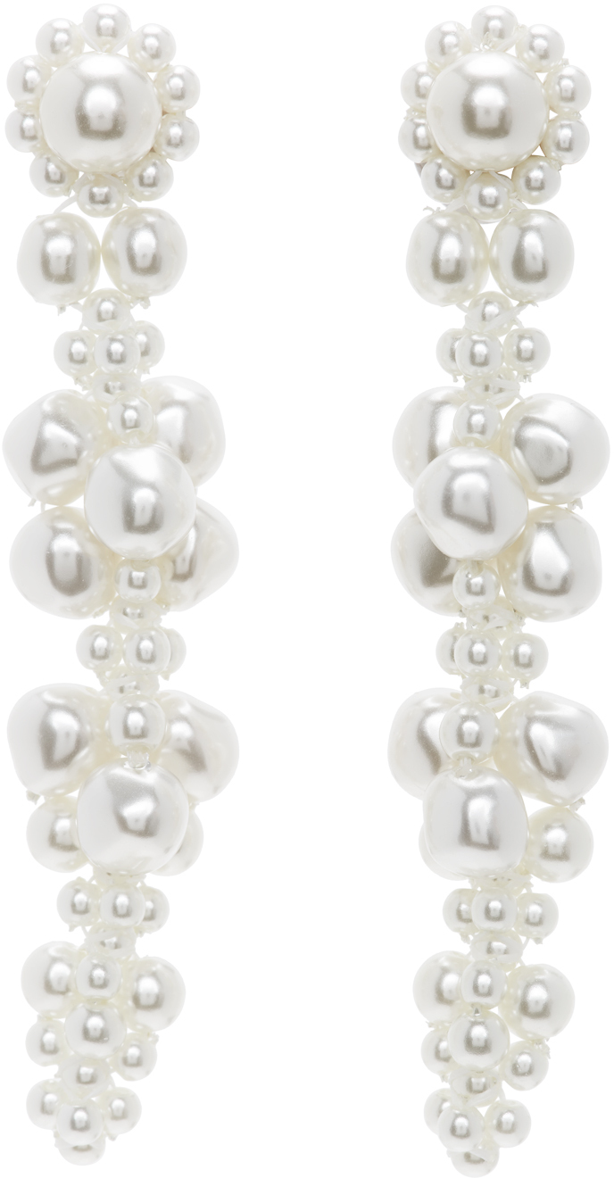 Simone Rocha: White Cluster Drip Earrings | SSENSE