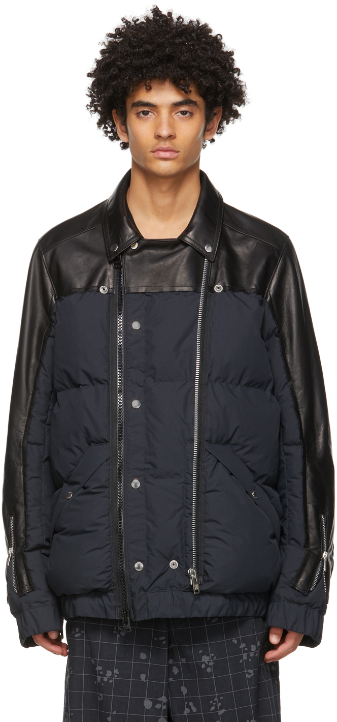 Black Sacai Edition Leather Double Rider's Jacket