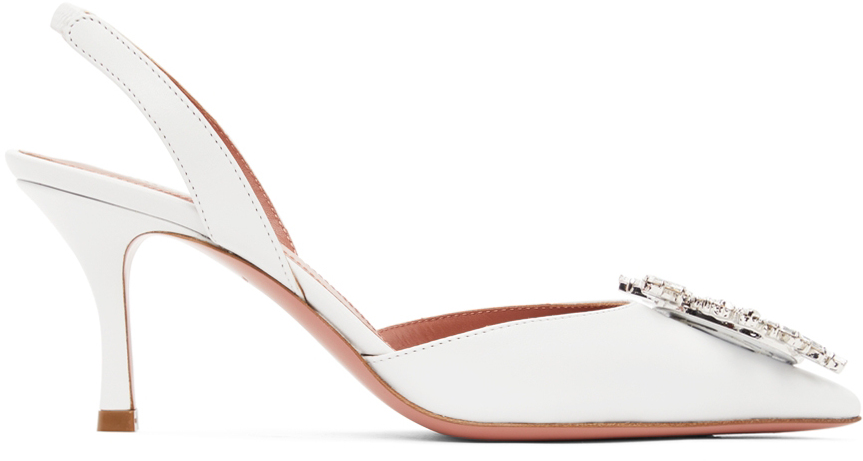 amina muaddi white slingback