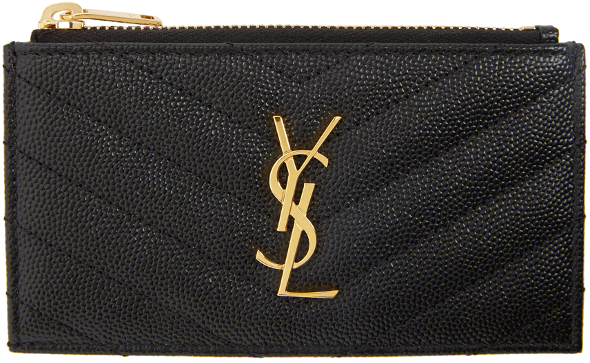 saint laurent fragments monogram zip cardholder