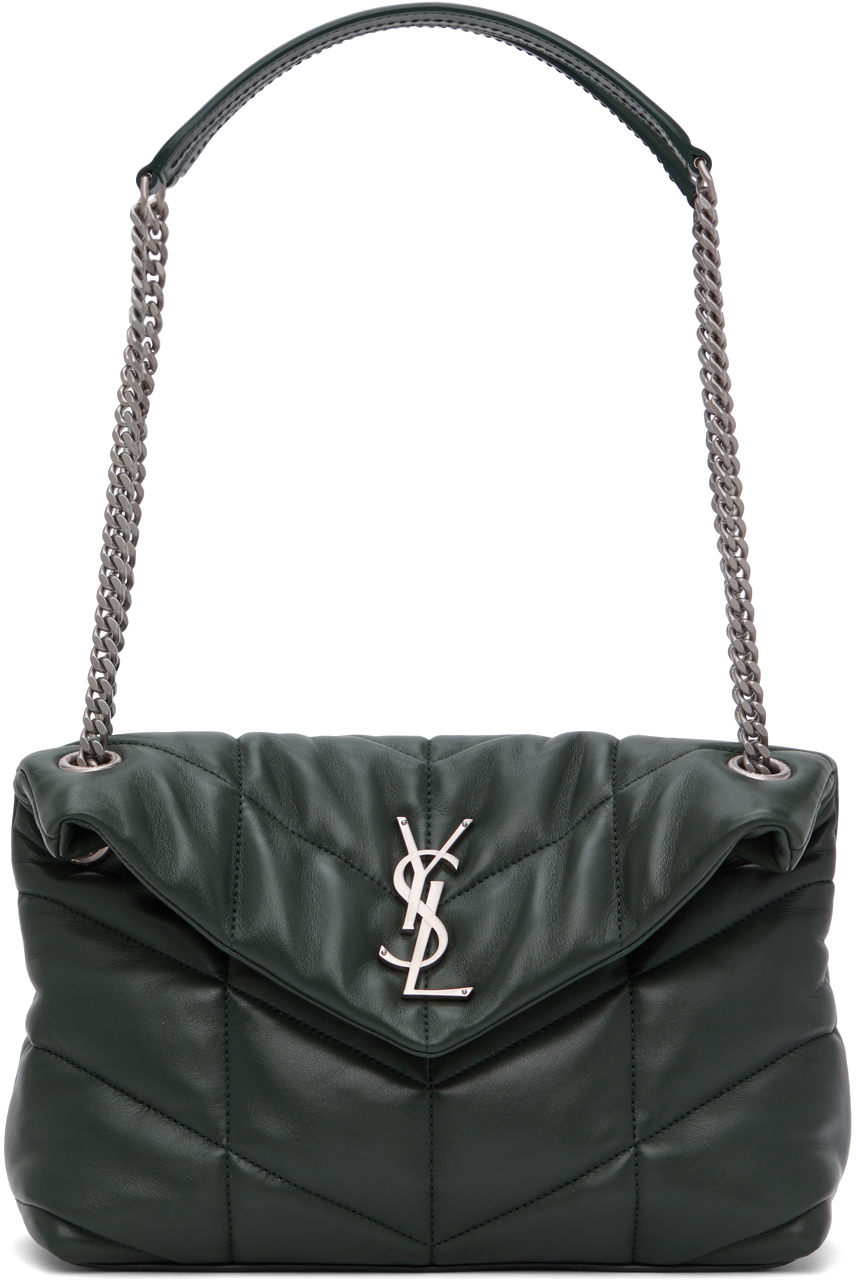 Saint Laurent: Green Small LouLou Puffer Bag | SSENSE