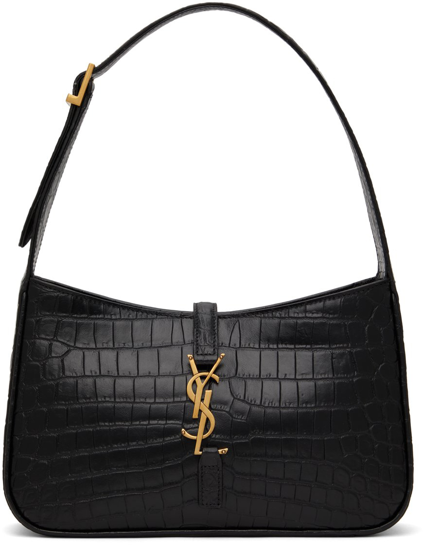 Click to view more detailed imagery on our partner's website Saint Laurent Black Croc 'le 5 À 7' Bag In 1062 Black