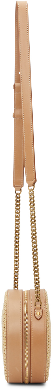 Saint Laurent Small Mica Raffia Crossbody Bag in Naturel & Brown Gld