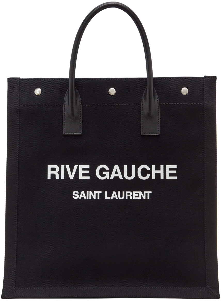 Saint Laurent Black 'Rive Gauche' Shopping Tote