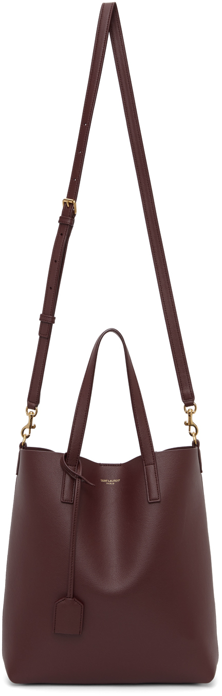 Saint Laurent: Burgundy Toy North/South Shopping Tote | SSENSE