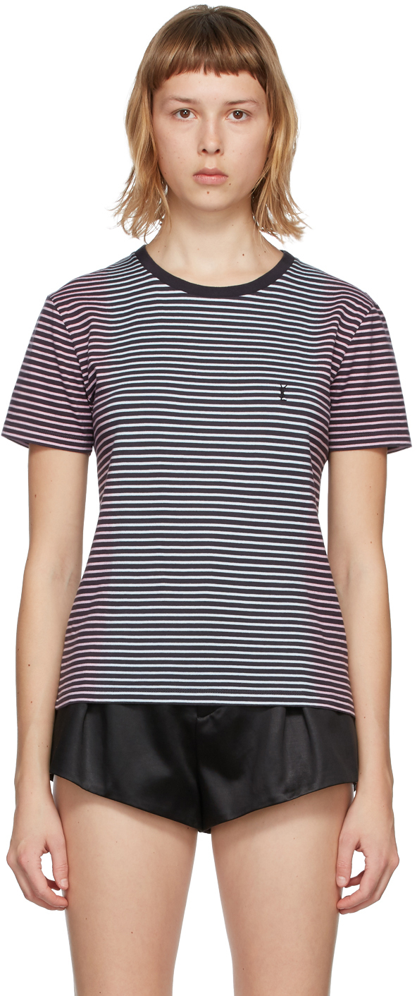 Saint Laurent Monogram Shirt in Striped Cotton
