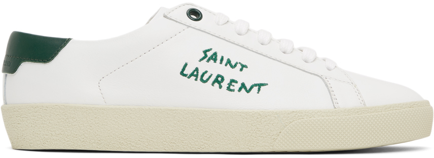 Kænguru Vis stedet Snestorm Saint Laurent: White & Green Court Classic SL/06 Sneakers | SSENSE