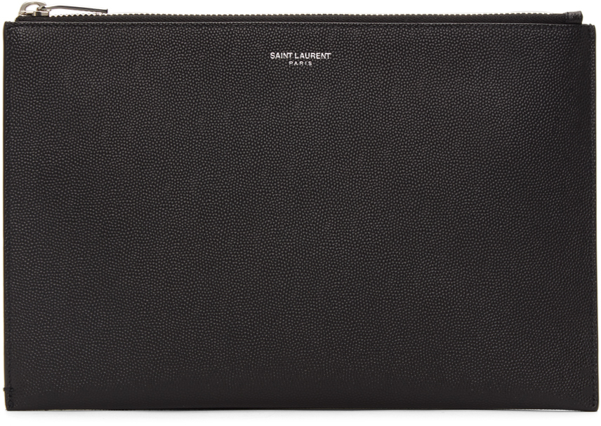 Saint Laurent Black Mini Tablet Holder Pouch SSENSE