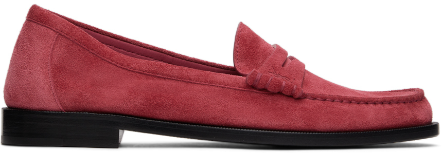 pink suede loafers for ladies