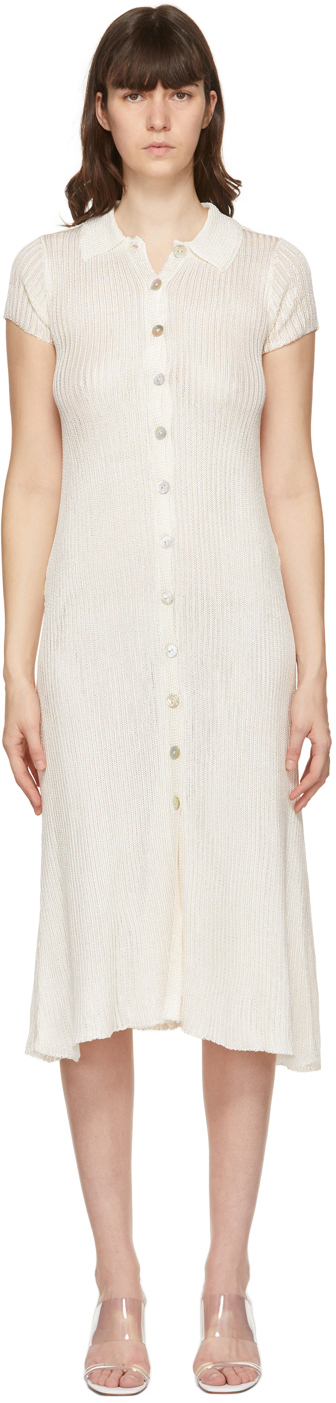 Calle Del Mar Off-White Knit Ribbed Long Dress