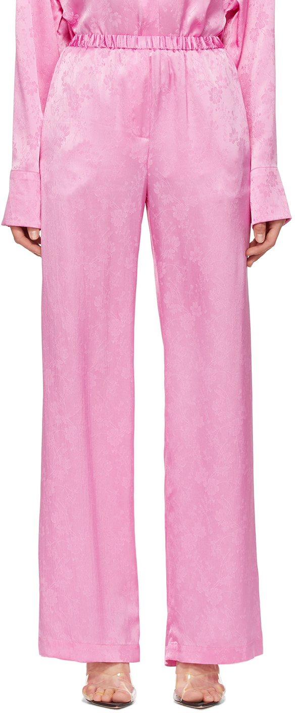 MSGM Pink Silk Lounge Pants