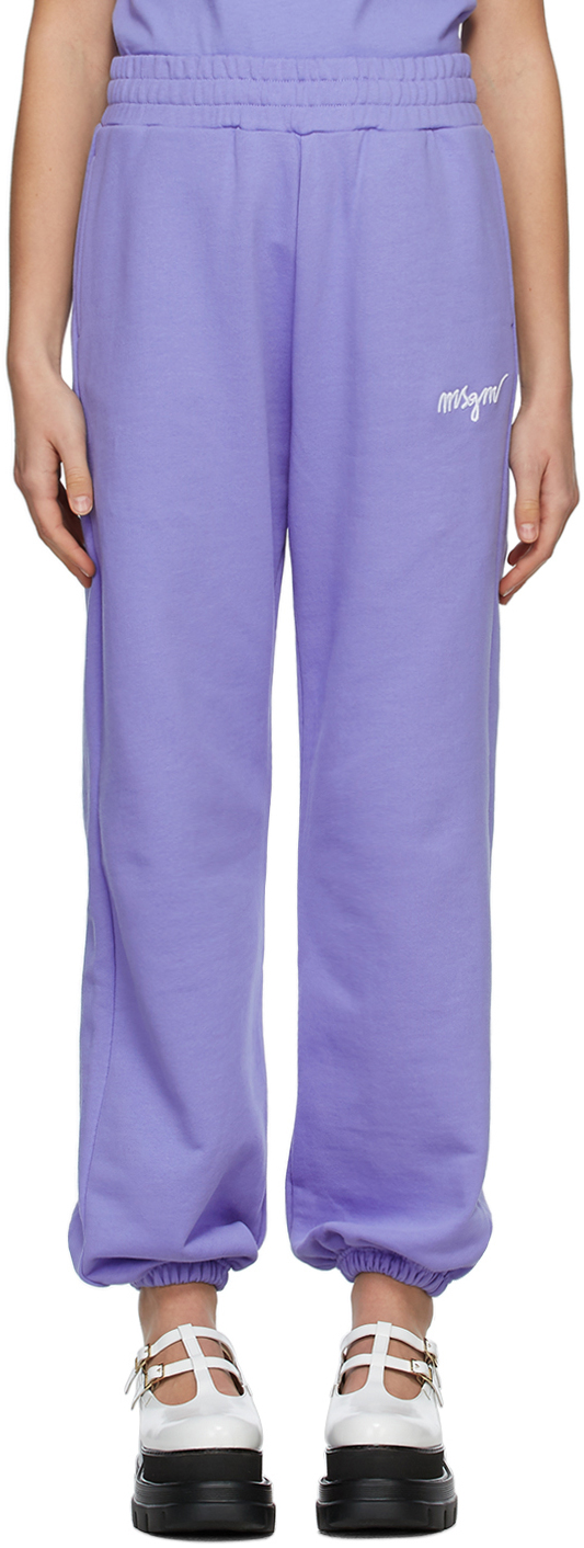 MSGM: Purple Cursive Logo Lounge Pants | SSENSE