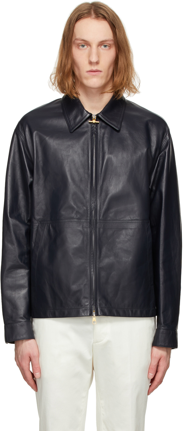 Dunhill: Black Leather Work Jacket | SSENSE