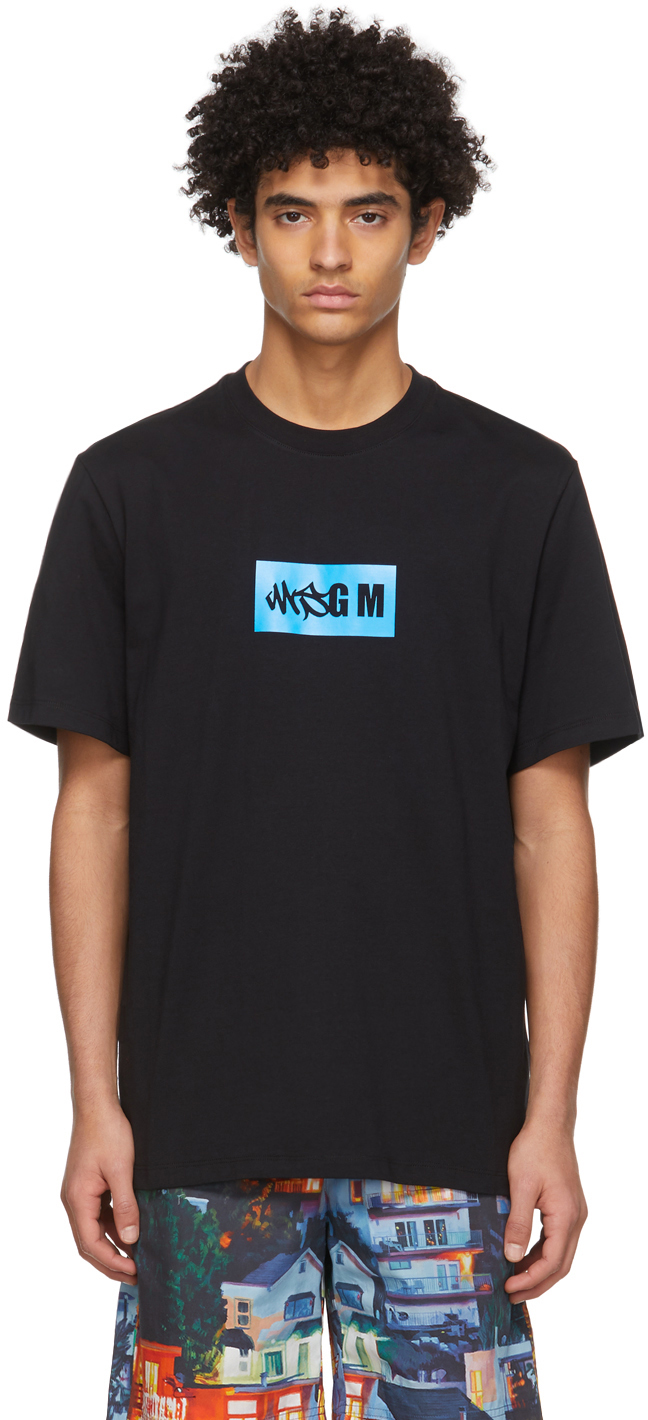 MSGM Black New Logo T-Shirt